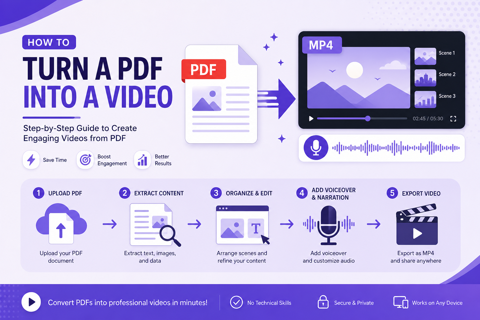 How to build a slideshow video from a document: what belongs on each slide, how long to hold it, and why fixed timings feel wrong.